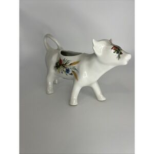 BIA Cordon Bleu Cow Creamer Porcelain Floral Milk Pitcher France